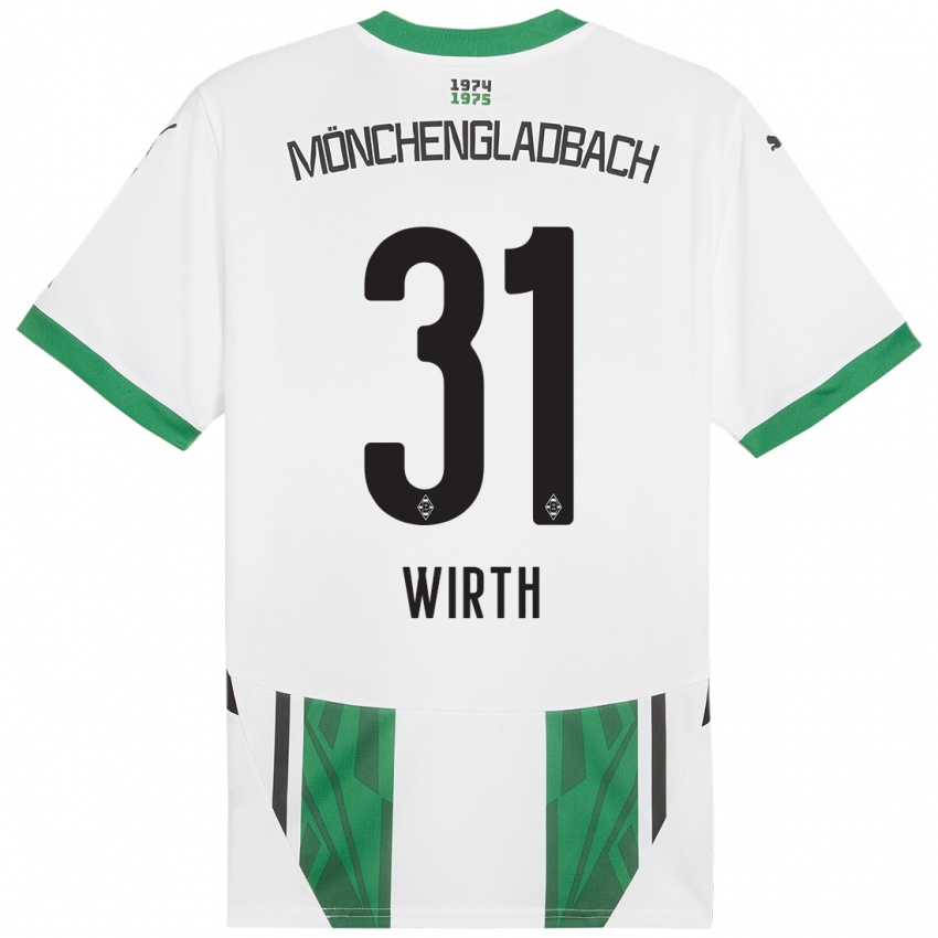 Niño Camiseta Linus Wirth #31 Blanco Verde 1ª Equipación 2024/25 La Camisa Perú