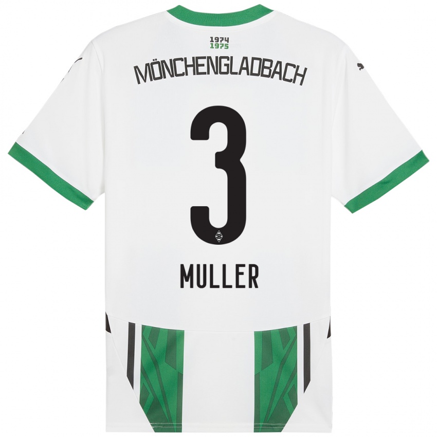 Niño Camiseta Barbara Müller #3 Blanco Verde 1ª Equipación 2024/25 La Camisa Perú