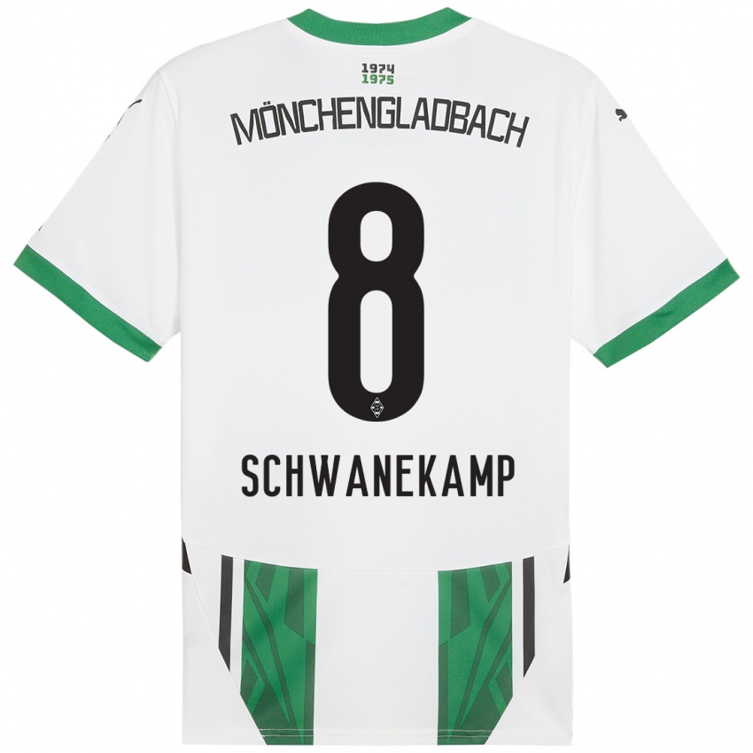 Niño Camiseta Jana Schwanekamp #8 Blanco Verde 1ª Equipación 2024/25 La Camisa Perú