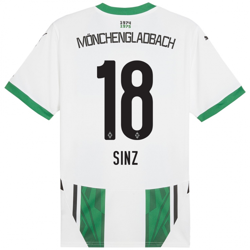 Niño Camiseta Michelle Sinz #18 Blanco Verde 1ª Equipación 2024/25 La Camisa Perú