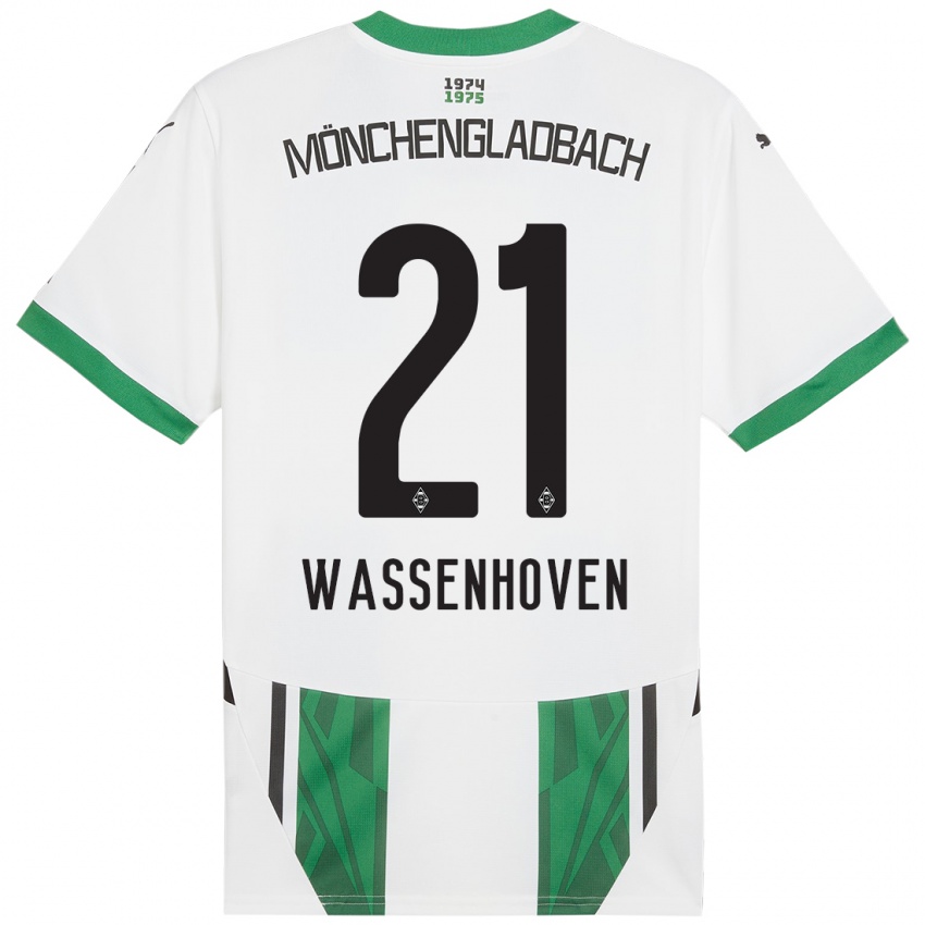 Niño Camiseta Michelle Wassenhoven #21 Blanco Verde 1ª Equipación 2024/25 La Camisa Perú