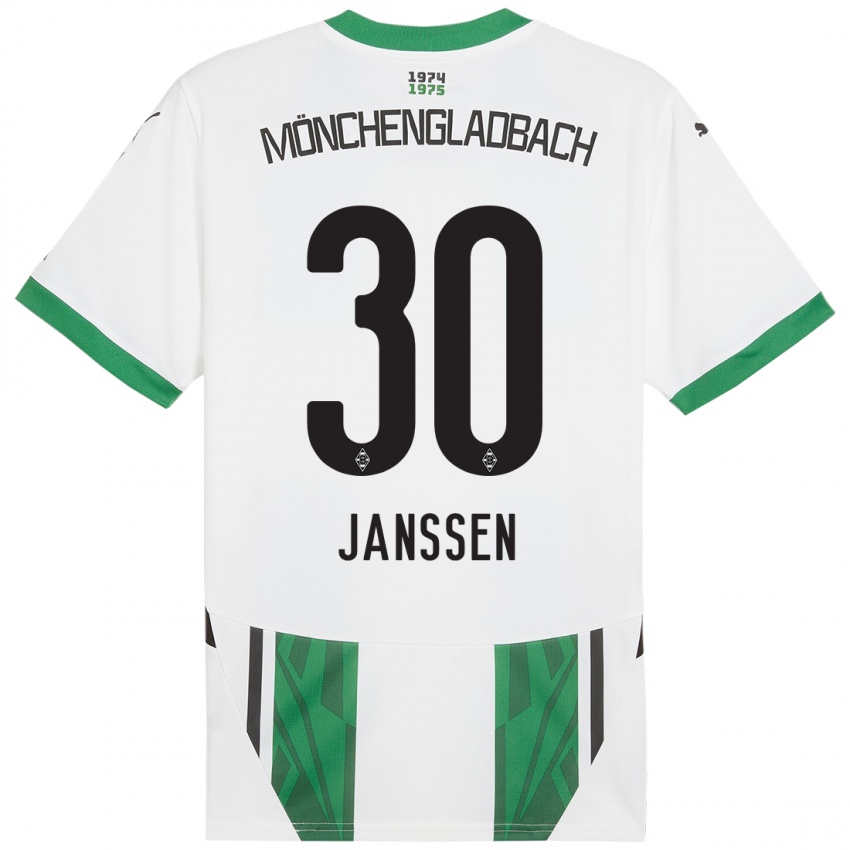 Niño Camiseta Annalena Janssen #30 Blanco Verde 1ª Equipación 2024/25 La Camisa Perú