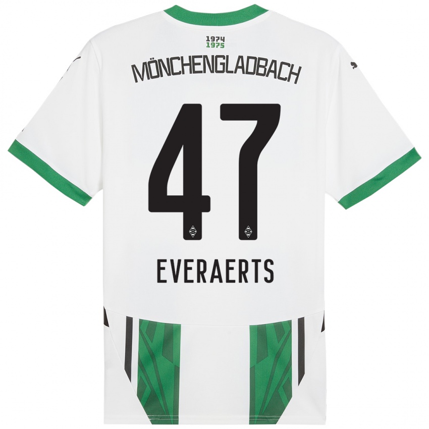 Niño Camiseta Kim Everaerts #47 Blanco Verde 1ª Equipación 2024/25 La Camisa Perú