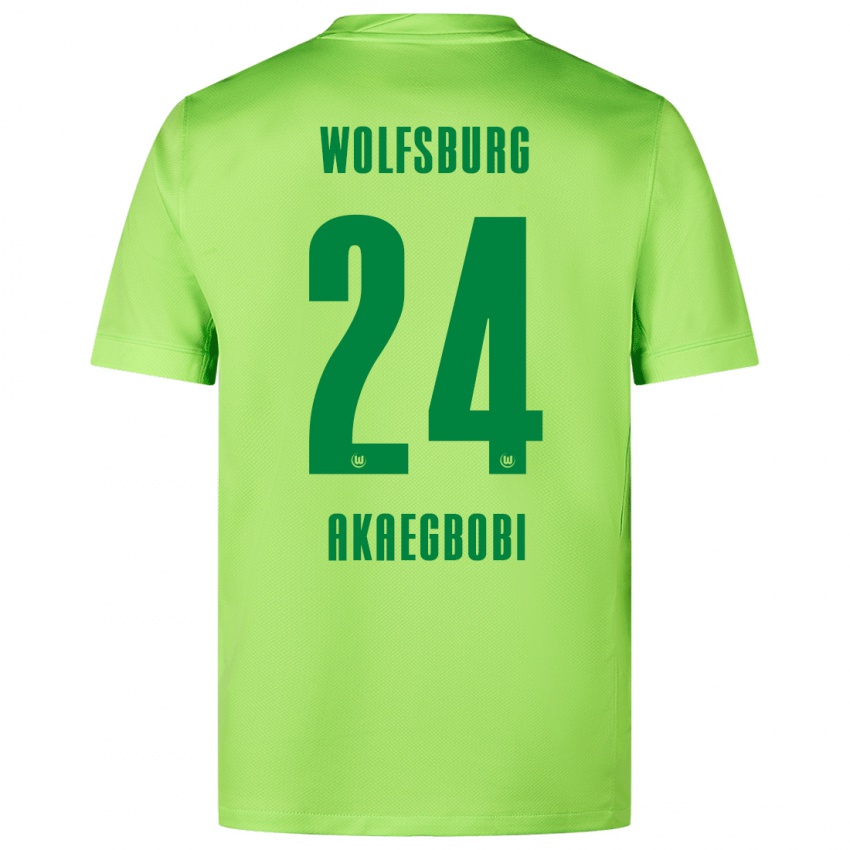 Niño Camiseta Jonathan Akaegbobi #24 Verde Fluorescente 1ª Equipación 2024/25 La Camisa Perú