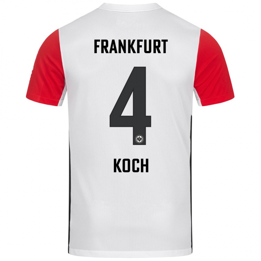 Niño Camiseta Robin Koch #4 Blanco Rojo 1ª Equipación 2024/25 La Camisa Perú