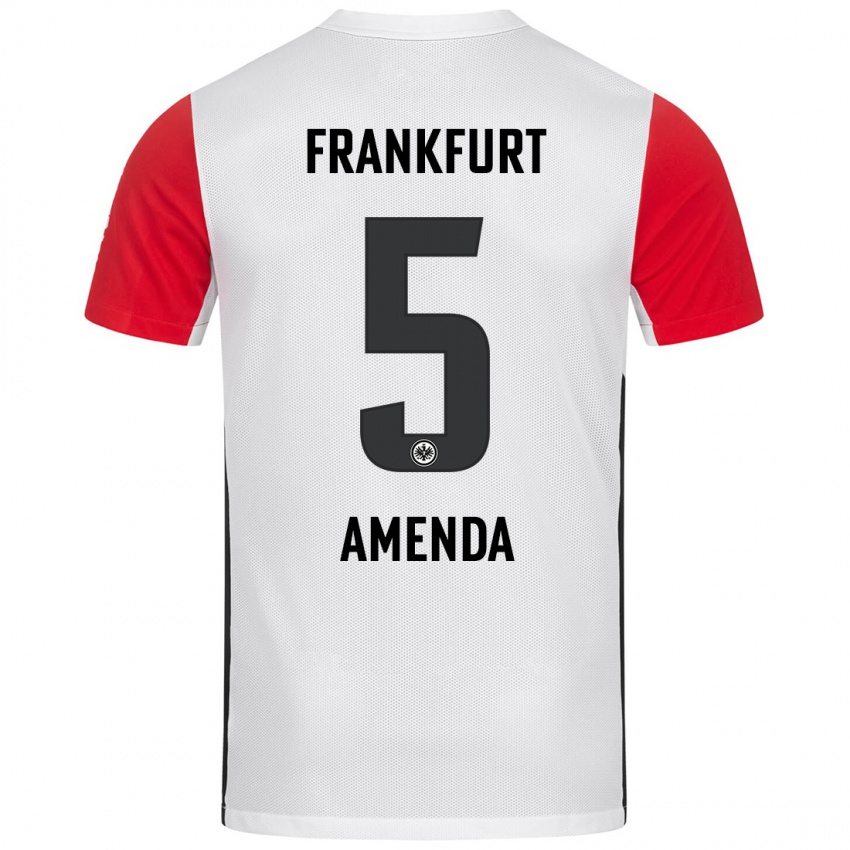 Niño Camiseta Aurèle Amenda #5 Blanco Rojo 1ª Equipación 2024/25 La Camisa Perú