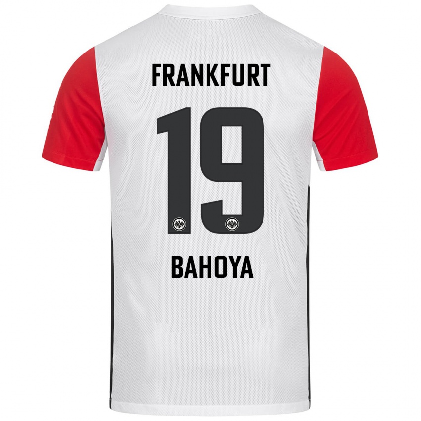 Niño Camiseta Jean-Mattéo Bahoya #19 Blanco Rojo 1ª Equipación 2024/25 La Camisa Perú