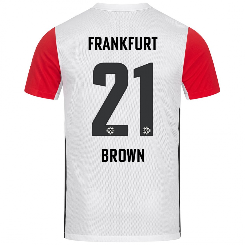 Niño Camiseta Nathaniel Brown #21 Blanco Rojo 1ª Equipación 2024/25 La Camisa Perú