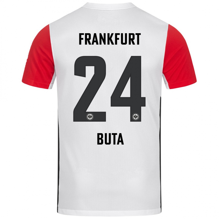 Niño Camiseta Aurélio Buta #24 Blanco Rojo 1ª Equipación 2024/25 La Camisa Perú