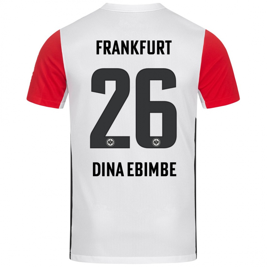 Niño Camiseta Junior Dina Ebimbe #26 Blanco Rojo 1ª Equipación 2024/25 La Camisa Perú