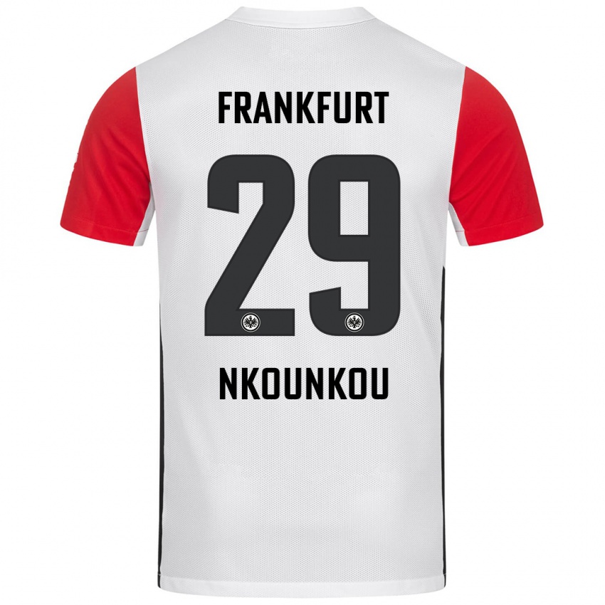 Niño Camiseta Niels Nkounkou #29 Blanco Rojo 1ª Equipación 2024/25 La Camisa Perú