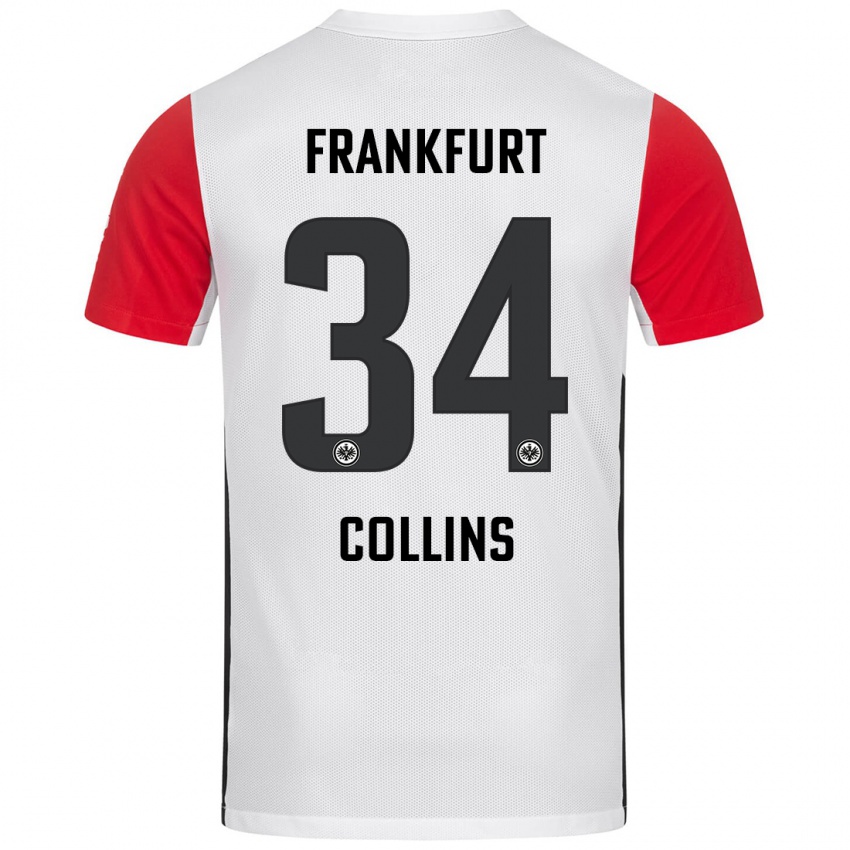 Niño Camiseta Nnamdi Collins #34 Blanco Rojo 1ª Equipación 2024/25 La Camisa Perú