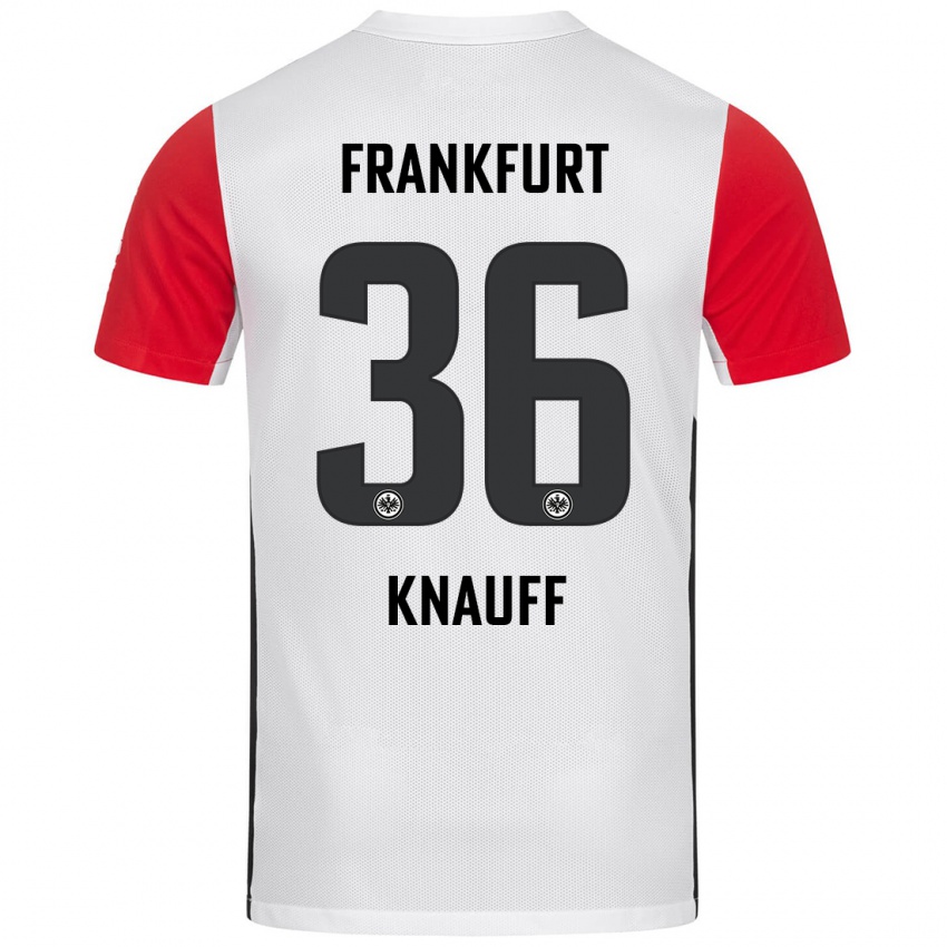 Niño Camiseta Ansgar Knauff #36 Blanco Rojo 1ª Equipación 2024/25 La Camisa Perú