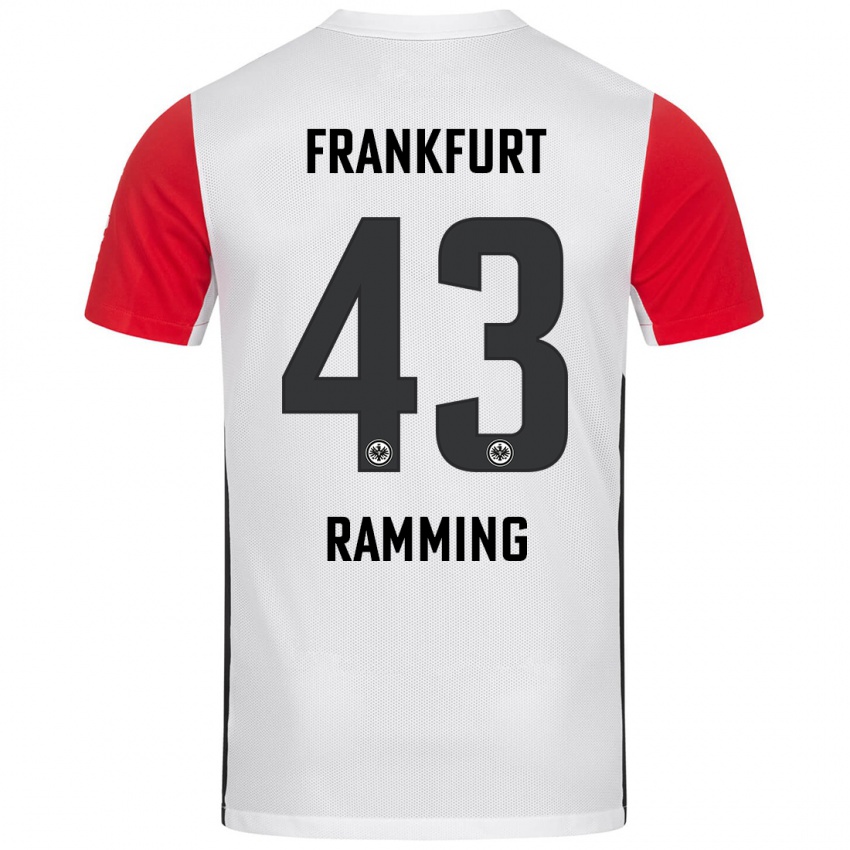 Niño Camiseta Nils Ramming #43 Blanco Rojo 1ª Equipación 2024/25 La Camisa Perú