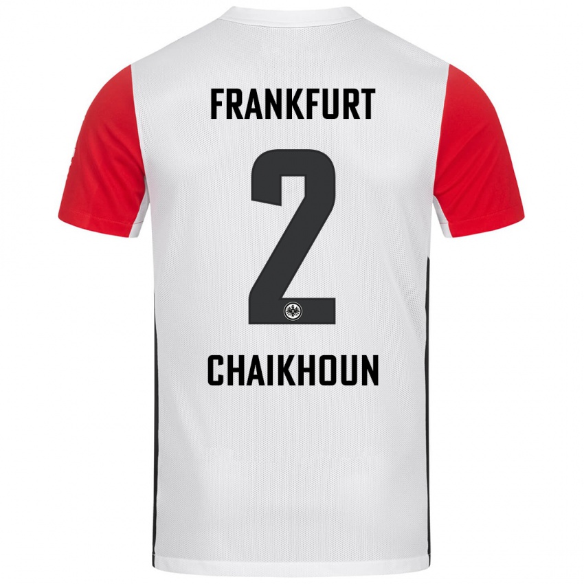 Niño Camiseta Ayoub Chaikhoun #2 Blanco Rojo 1ª Equipación 2024/25 La Camisa Perú