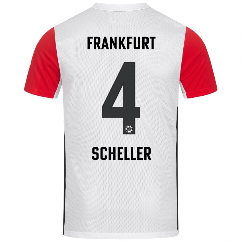 Niño Camiseta Niklas Scheller #4 Blanco Rojo 1ª Equipación 2024/25 La Camisa Perú