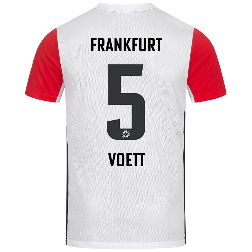 Niño Camiseta Johannes Voett #5 Blanco Rojo 1ª Equipación 2024/25 La Camisa Perú