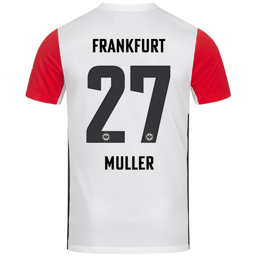 Niño Camiseta Mark Müller #27 Blanco Rojo 1ª Equipación 2024/25 La Camisa Perú