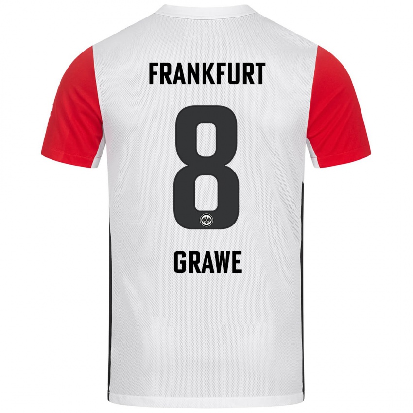 Niño Camiseta Lisanne Gräwe #8 Blanco Rojo 1ª Equipación 2024/25 La Camisa Perú