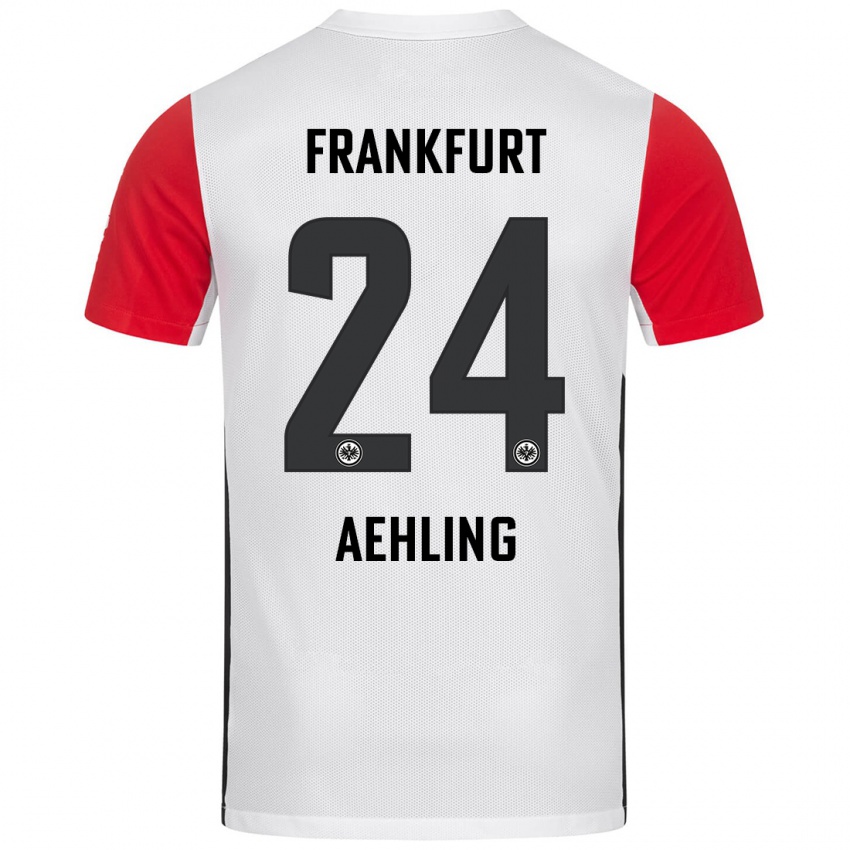 Niño Camiseta Anna Aehling #24 Blanco Rojo 1ª Equipación 2024/25 La Camisa Perú