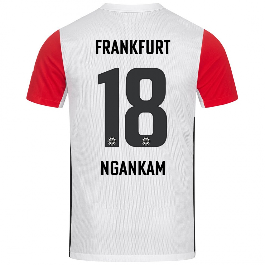 Niño Camiseta Jessic Ngankam #18 Blanco Rojo 1ª Equipación 2024/25 La Camisa Perú