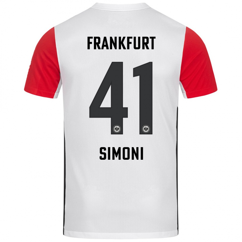 Niño Camiseta Simon Simoni #41 Blanco Rojo 1ª Equipación 2024/25 La Camisa Perú