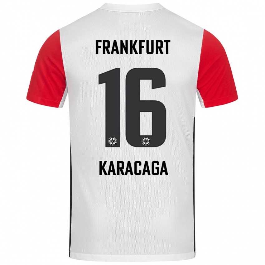 Niño Camiseta Tom Karacaga #16 Blanco Rojo 1ª Equipación 2024/25 La Camisa Perú