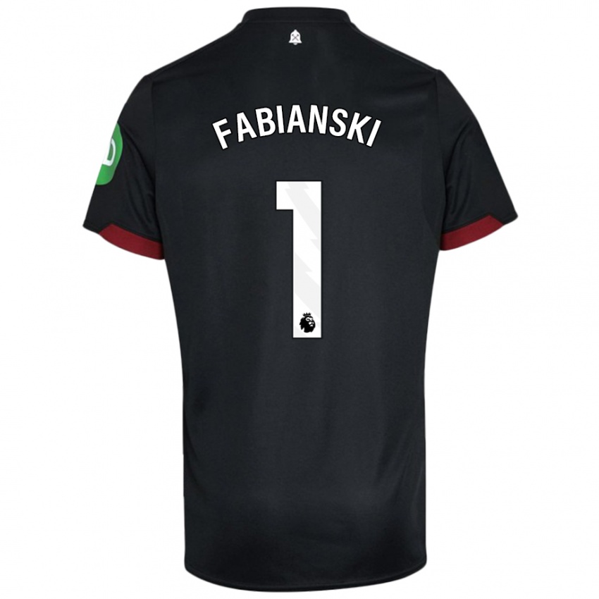 Niño Camiseta Lukasz Fabianski #1 Negro Blanco 2ª Equipación 2024/25 La Camisa Perú