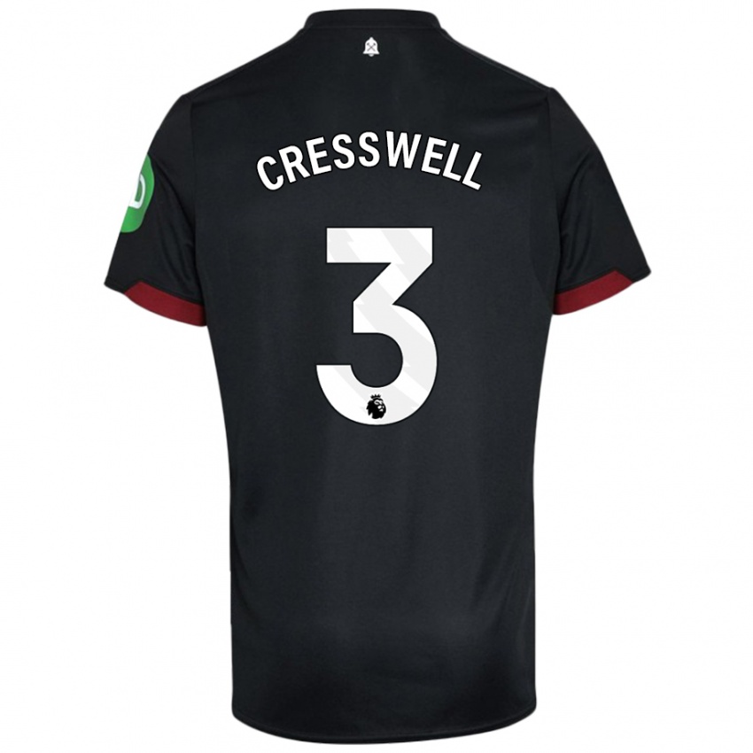 Niño Camiseta Aaron Cresswell #3 Negro Blanco 2ª Equipación 2024/25 La Camisa Perú