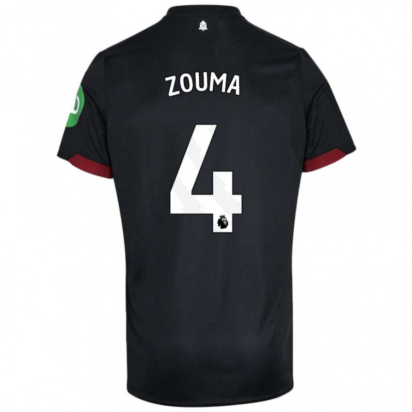 Niño Camiseta Kurt Zouma #4 Negro Blanco 2ª Equipación 2024/25 La Camisa Perú