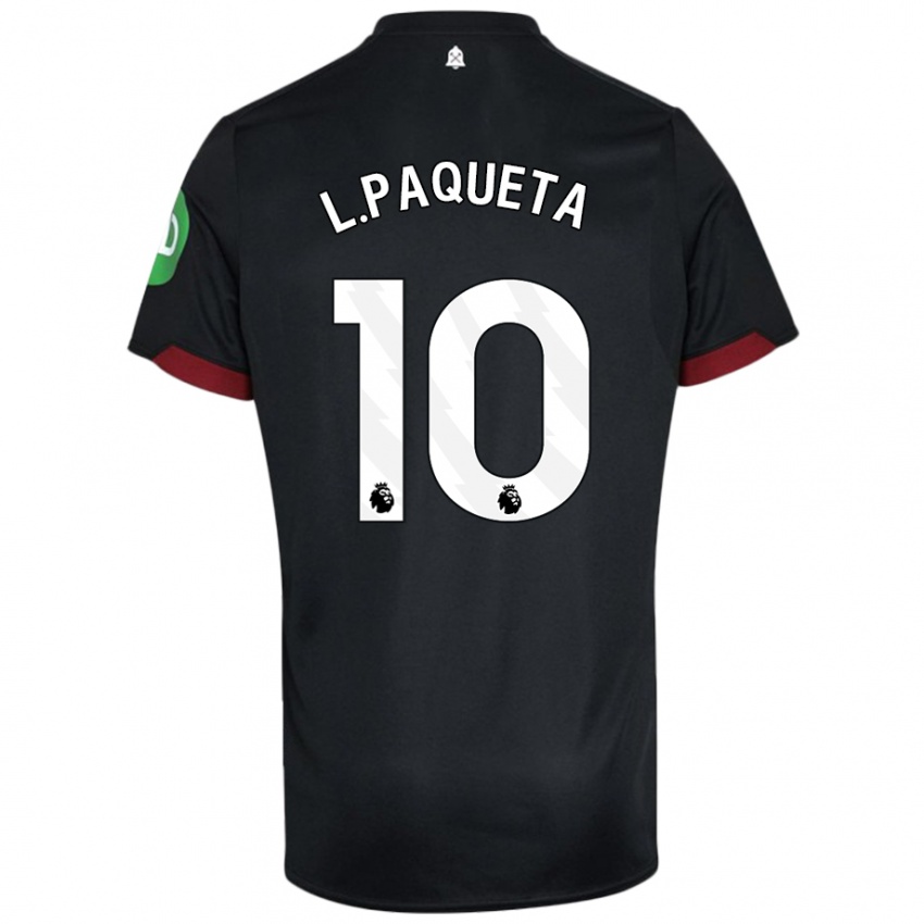 Niño Camiseta Lucas Paqueta #10 Negro Blanco 2ª Equipación 2024/25 La Camisa Perú