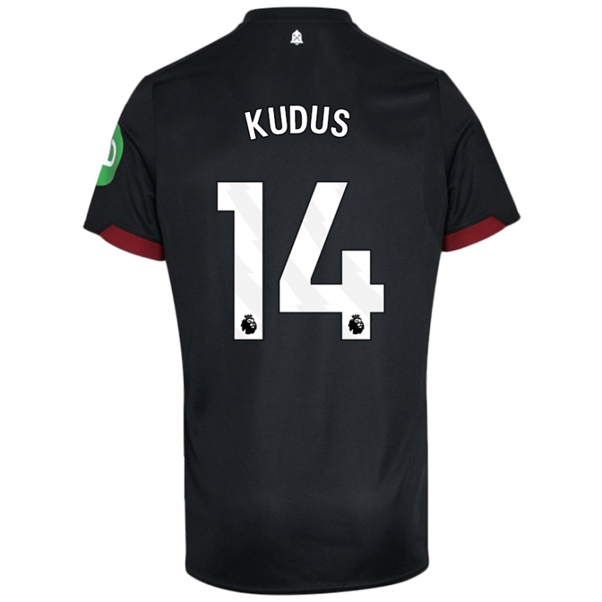 Niño Camiseta Mohammed Kudus #14 Negro Blanco 2ª Equipación 2024/25 La Camisa Perú