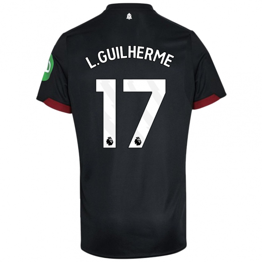 Niño Camiseta Luis Guilherme #17 Negro Blanco 2ª Equipación 2024/25 La Camisa Perú