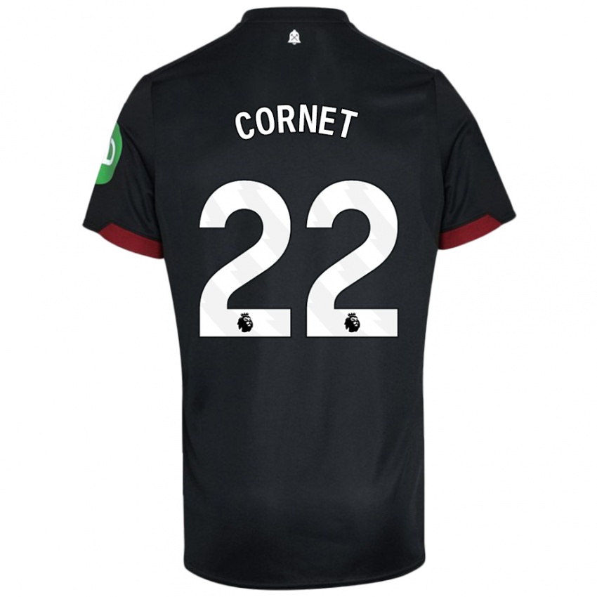 Niño Camiseta Maxwel Cornet #22 Negro Blanco 2ª Equipación 2024/25 La Camisa Perú