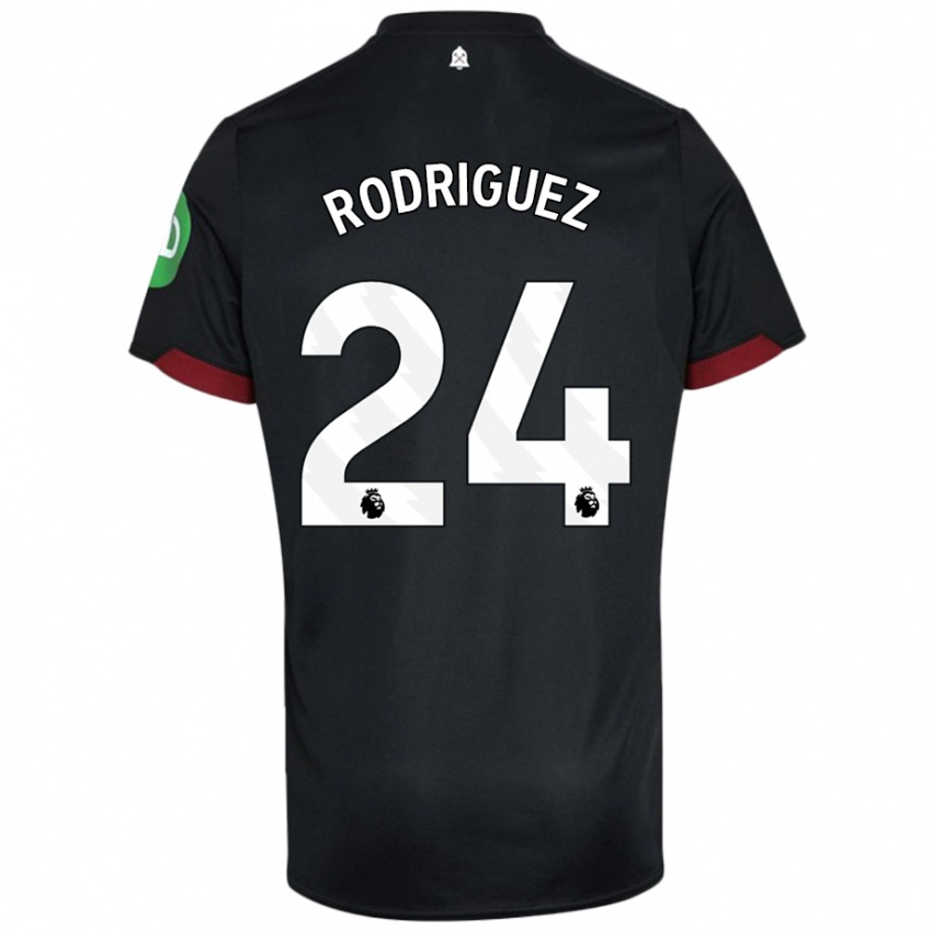 Niño Camiseta Guido Rodríguez #24 Negro Blanco 2ª Equipación 2024/25 La Camisa Perú