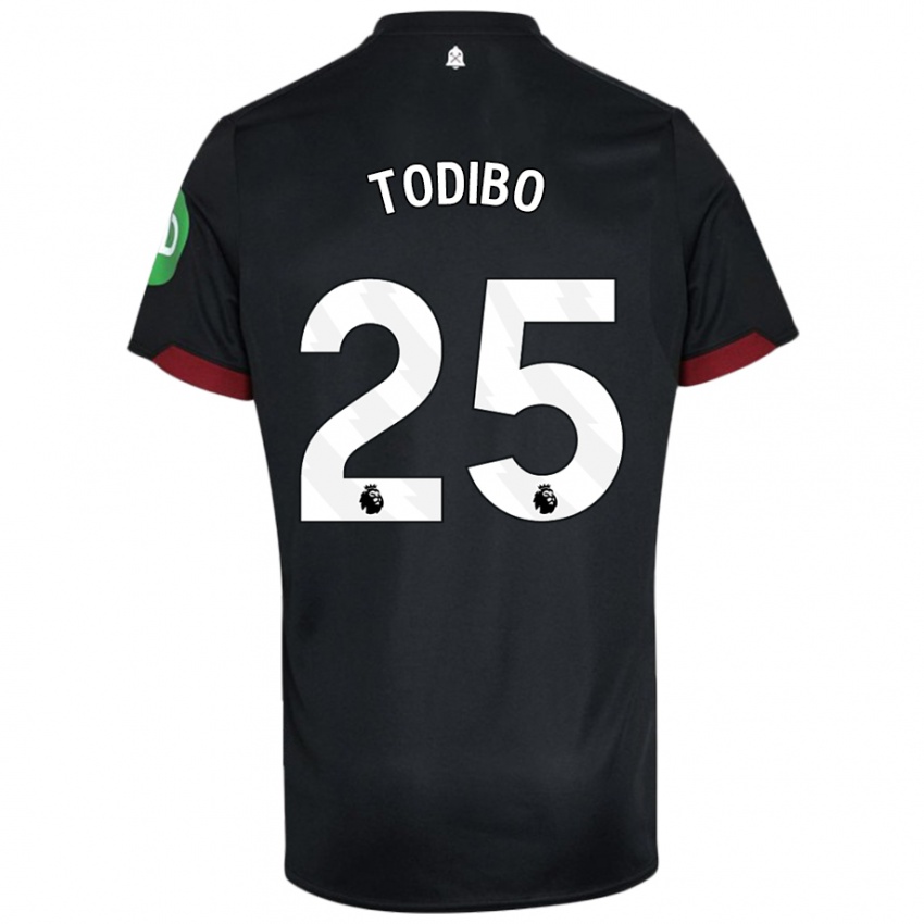 Niño Camiseta Jean-Clair Todibo #25 Negro Blanco 2ª Equipación 2024/25 La Camisa Perú