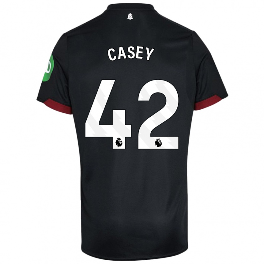 Niño Camiseta Kaelan Casey #42 Negro Blanco 2ª Equipación 2024/25 La Camisa Perú