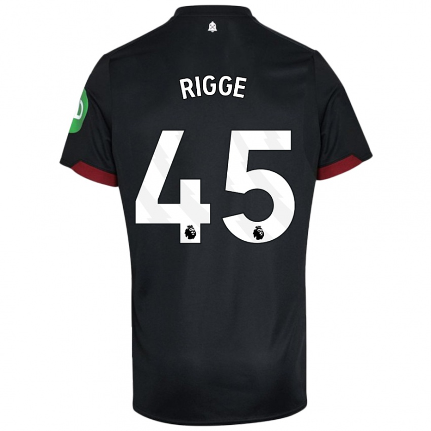 Niño Camiseta Daniel Rigge #45 Negro Blanco 2ª Equipación 2024/25 La Camisa Perú