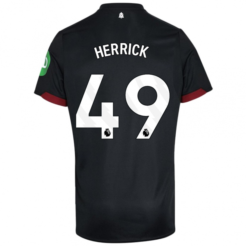 Niño Camiseta Finlay Herrick #49 Negro Blanco 2ª Equipación 2024/25 La Camisa Perú