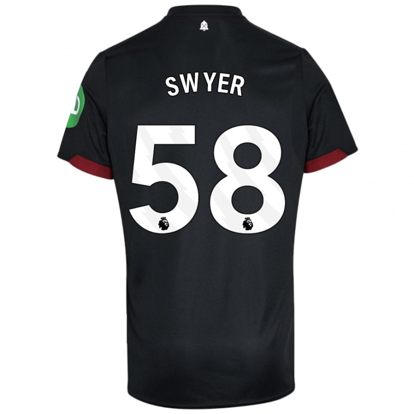 Niño Camiseta Kamarai Swyer #58 Negro Blanco 2ª Equipación 2024/25 La Camisa Perú