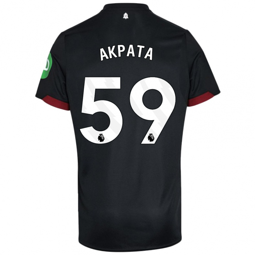 Niño Camiseta Tyron Akpata #59 Negro Blanco 2ª Equipación 2024/25 La Camisa Perú