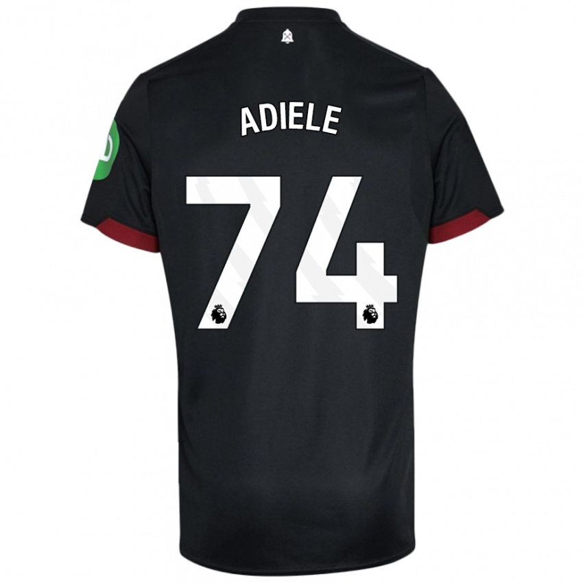 Niño Camiseta Emeka Adiele #74 Negro Blanco 2ª Equipación 2024/25 La Camisa Perú