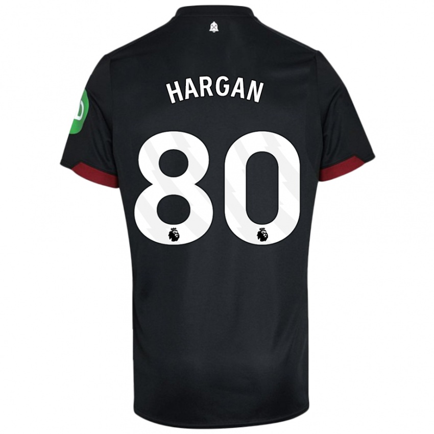 Niño Camiseta Riley Hargan #80 Negro Blanco 2ª Equipación 2024/25 La Camisa Perú