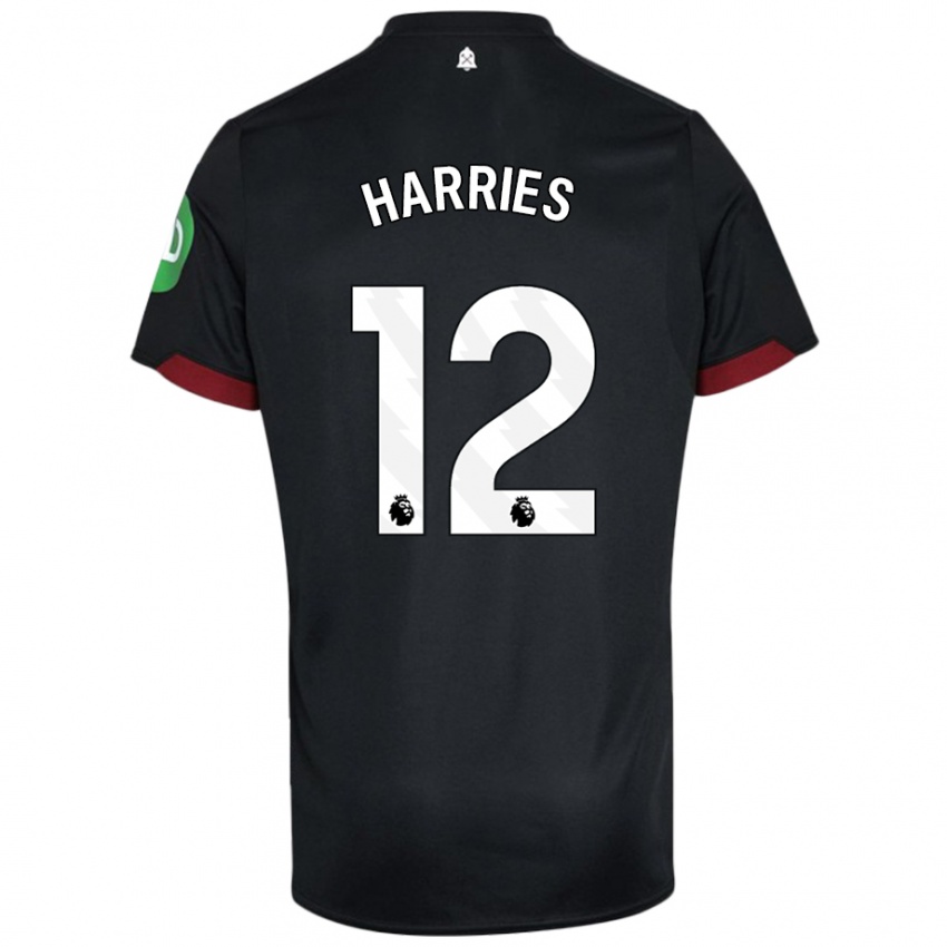 Niño Camiseta Emma Harries #12 Negro Blanco 2ª Equipación 2024/25 La Camisa Perú