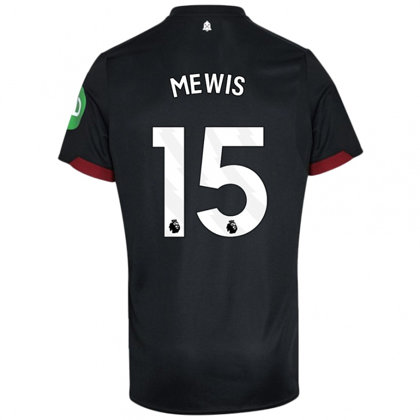 Niño Camiseta Kristie Mewis #15 Negro Blanco 2ª Equipación 2024/25 La Camisa Perú