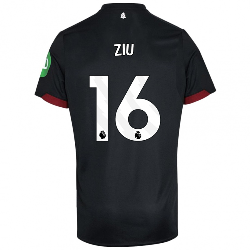 Niño Camiseta Jessica Ziu #16 Negro Blanco 2ª Equipación 2024/25 La Camisa Perú