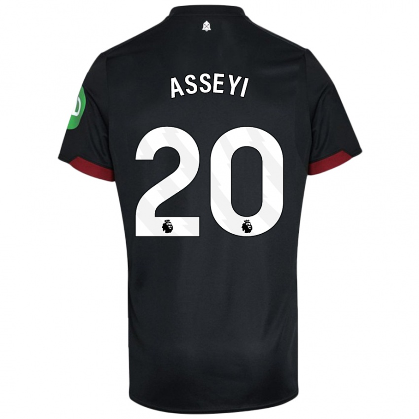 Niño Camiseta Viviane Asseyi #20 Negro Blanco 2ª Equipación 2024/25 La Camisa Perú