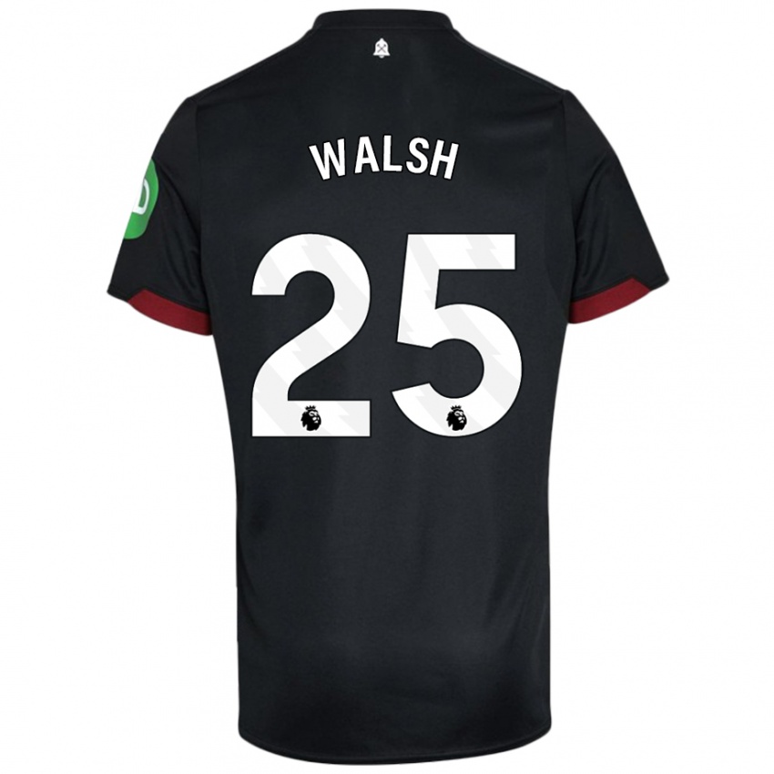 Niño Camiseta Megan Walsh #25 Negro Blanco 2ª Equipación 2024/25 La Camisa Perú