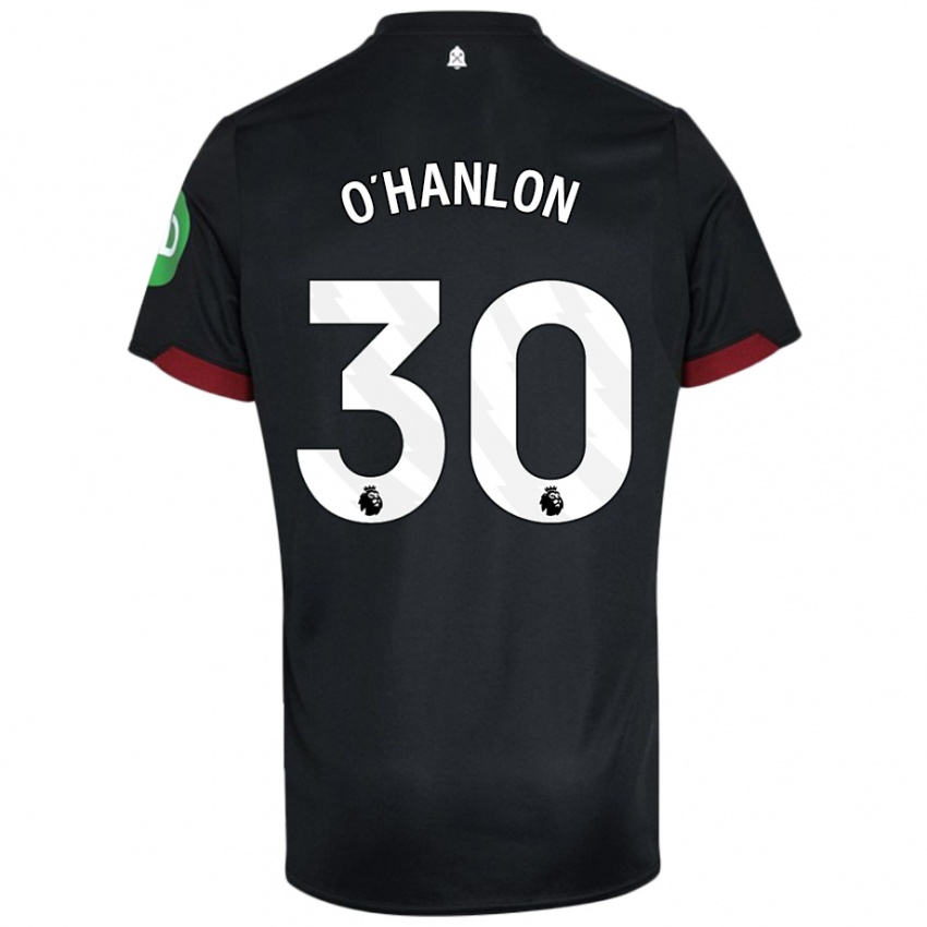 Niño Camiseta Katie O'hanlon #30 Negro Blanco 2ª Equipación 2024/25 La Camisa Perú