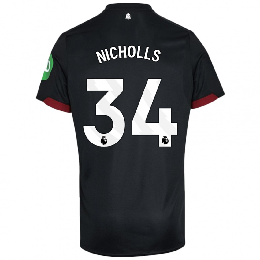 Niño Camiseta Macey Nicholls #34 Negro Blanco 2ª Equipación 2024/25 La Camisa Perú